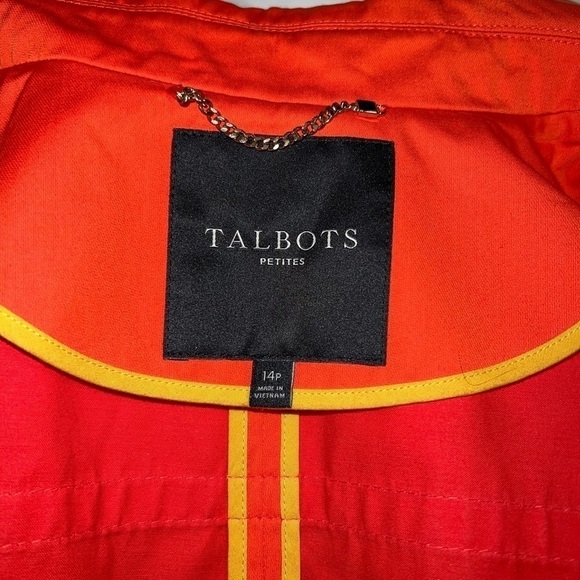 Talbots Orange Lightweight Rain Trench Size 14P Petite Water Resistant NWOT - Picture 8 of 9